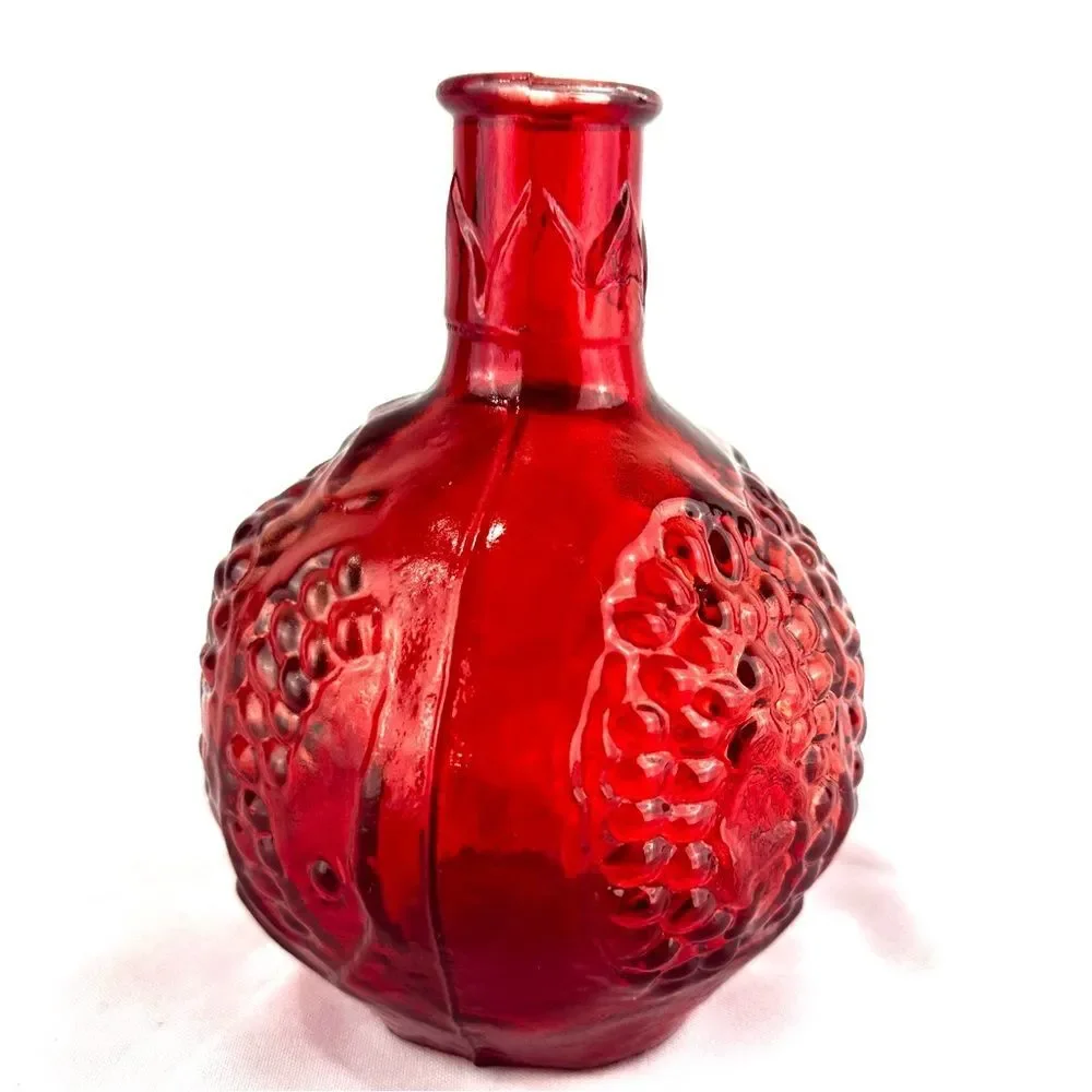 Vintage Round Textured Red Glass Vase 7
